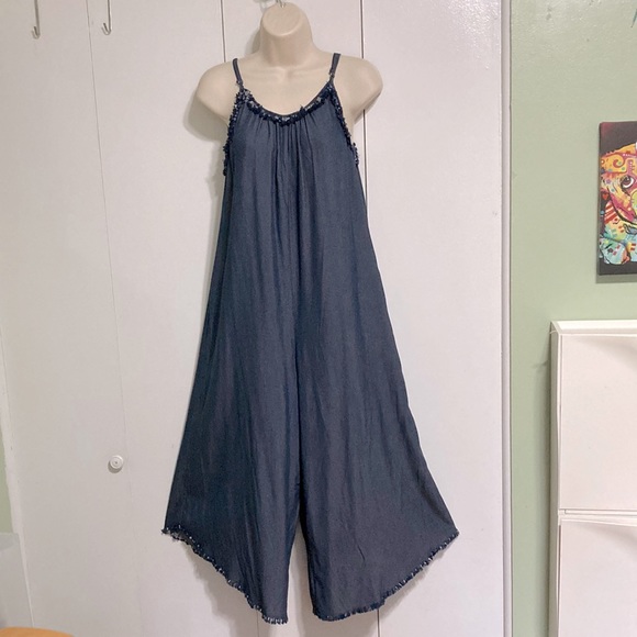 Romper Jumpsuit Chambray Denim Wide Leg Lightweight Cami  Culottes Womens Small - Picture 6 of 16